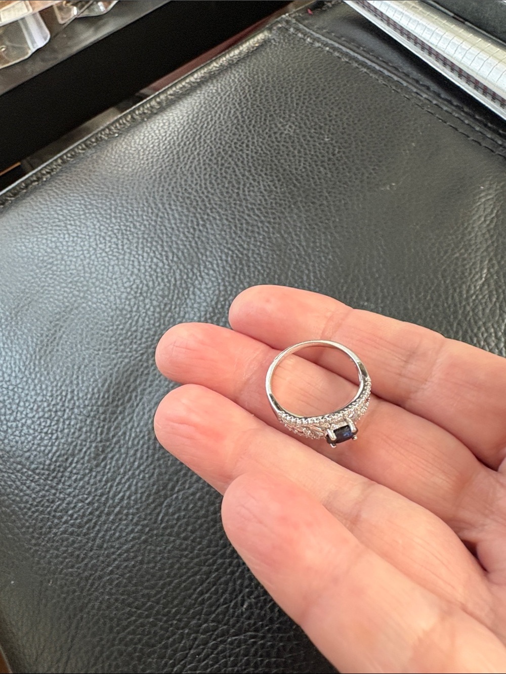 Silver Ring with Dark Garnet CZ Stones ( Brand New) - Picture 6 of 7